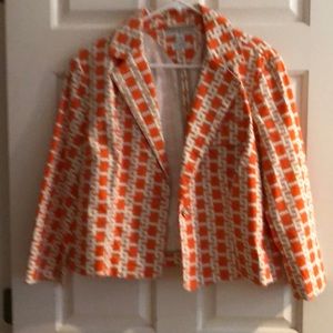 Tommy Hilfiger stretch orange and white blazer with breast pocket. Size 12
